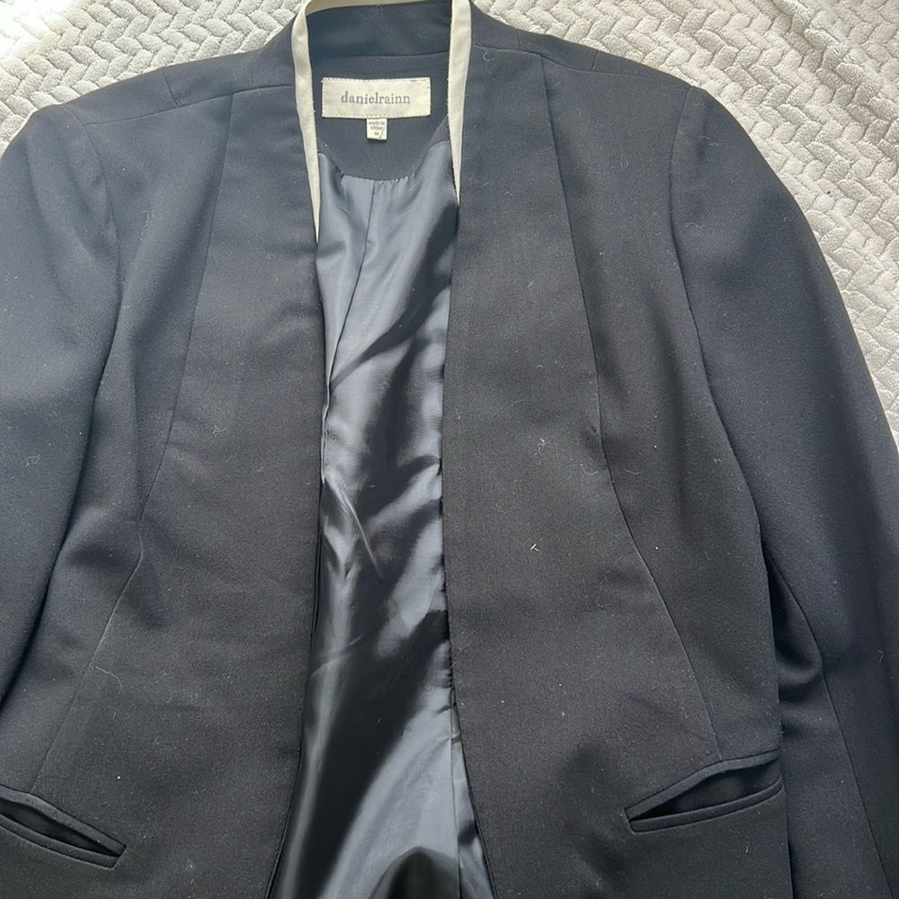Black blazer with white piping